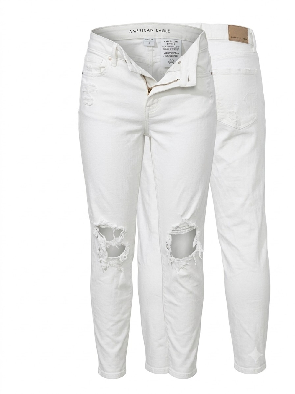 American Eagle Outfitters White Distressed High-Rise Skinny Jeans